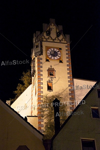 Füssen by night -  Old town in Bavaria, Germany