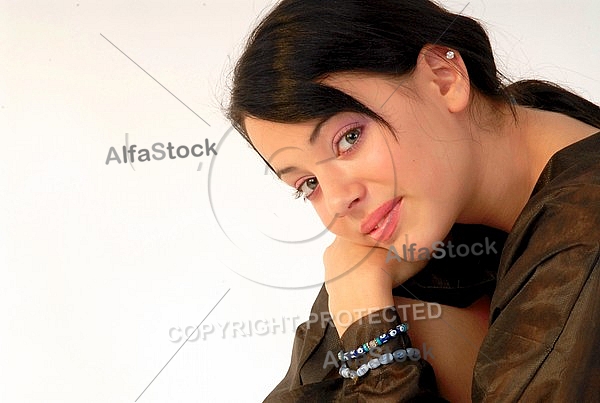 Girl in a brown dress