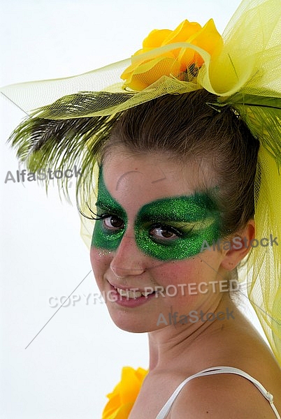 Girl model with make up, white background