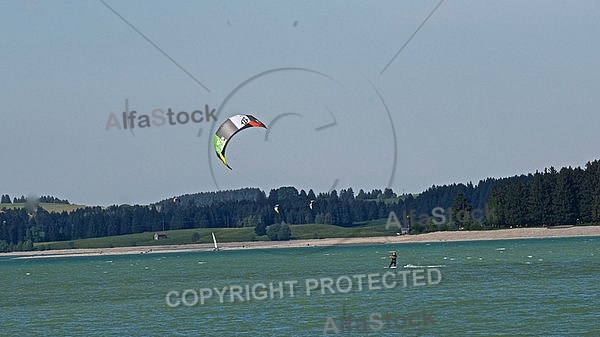 Kitesurfing, Forggensee, Bavaria, Germany