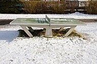 Table tennis table in the winter