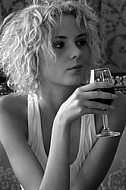 Black and white picture of a woman drinking